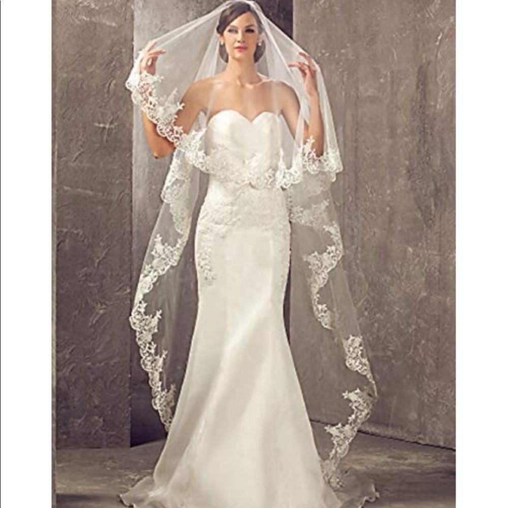 Wedding Bridal Veils Long Veil Lace Metal Comb